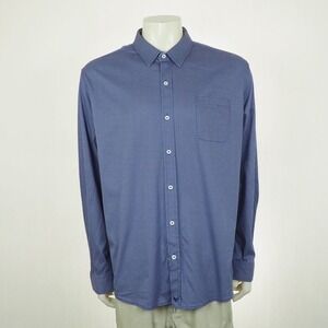 Buttercloth Button Down Shirt Mens 2XL XXL Blue Check Striped Regular Fit Cotton